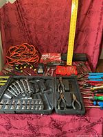 overview of entire assortment laid out on red cloth