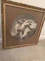 Front view of framed print showing entire artwork, frame, mat, and glass.