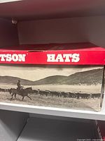 Stetson branded hat box front