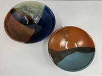 Top view showing both bowls and glaze patterns
