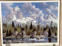 close view of print artwork showing scene and artist signature