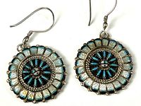 Front view showing design, inlay stones, hooks