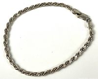 Full view of sterling silver rope chain bracelet