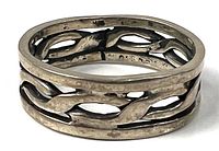 Full view of sterling silver openwork band ring