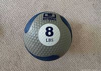 Full view of Ultimate Fitness 8 lb medicine ball