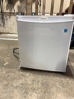 Front view of Danby mini fridge