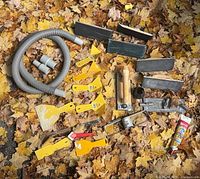 All tools laid out on leaves showing entire lot