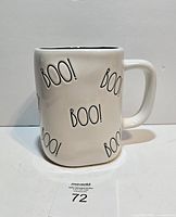 Front view showing BOO! text pattern