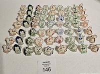 Top view of entire grouping of plastic zoo rings arranged on table