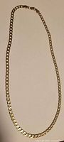 Full view of gold-tone curb link necklace