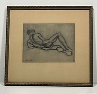 Full view of framed drawing showing mat and frame