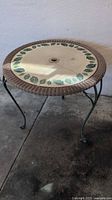 Full view of round patio table