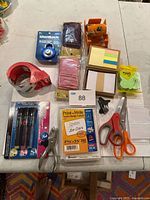 overview of all office supplies on table