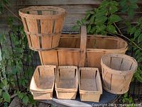 All seven wooden baskets displayed together