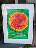 Framed abstract sun watercolour full view
