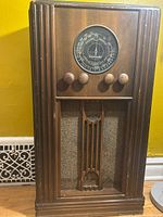 Full view of wooden Coronado floor radio cabinet