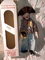 Clown doll front view with original box visible