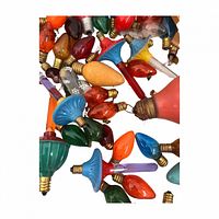 Close view of assorted vintage coloured Christmas bulbs