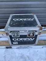 Front and top view showing overall case, latches, handles and CORPAV branding