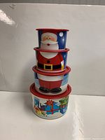 Stacked bowls showing full Santa image front view