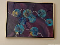 Front view of abstract painting in wood frame