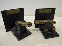 both cannon bookends front angle showing materials and construction