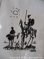 Close-up of lithograph image showing Don Quixote sketch detail