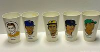 All five 7-Eleven Slurpee baseball cups front view