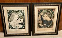 Both framed Currier lithographs side by side showing frames, mats and images