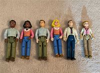 Front view of all six figures side by side