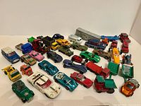 Wide shot showing full assortment of die-cast vehicles