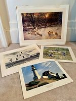 Group overview of all four prints on floor