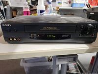 Front view showing Sony branding, Hi-Fi Stereo label, transport controls and front RCA jacks