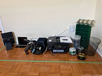 Wide view of entire lot showing printer, tablets, office supplies