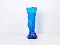 Front view of cobalt blue glass hand vase