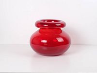 Full view of red glass vase front