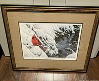 Front view of framed print showing artwork, mat and wood frame