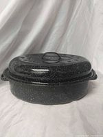 Roaster with lid assembled showing overall appearance