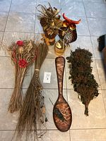 All seven items laid out on tile floor