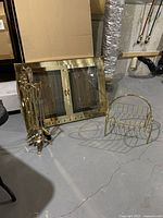 Overall lot with screen, tools on stand, log holder