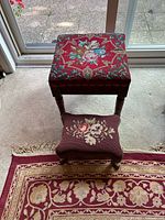 Both ottoman and footstool together showing tops and legs