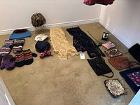All items laid out on carpet