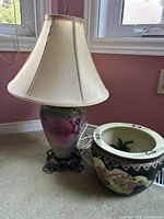 Lamp and planter together for scale