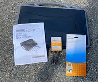 Briefcase solar charger, regulator, manual and packaging overview