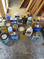 Group shot of all woodworking chemical containers