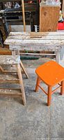 Bench, ladder and stool grouped
