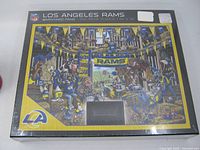 Front of sealed Los Angeles Rams Barnyard Fans puzzle box