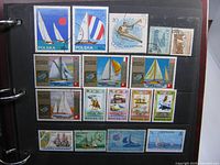 album page with Polish sailing stamps, Hungarian aviation stamp and others