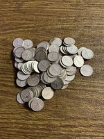 Pile of circulated 1967 silver dimes