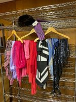 Full view of all items hanging on rack